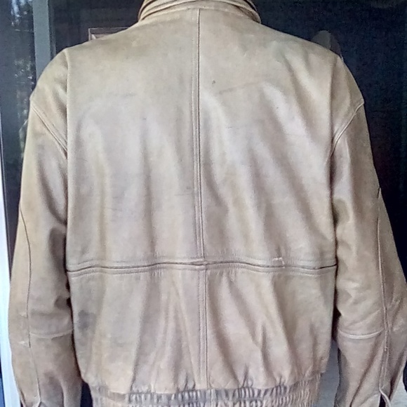 Vintage Distressed Men's Tan Bomber/Moto Jacket - Picture 2 of 7